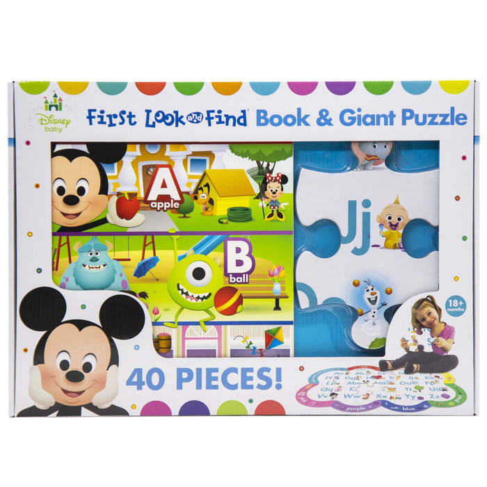 Disney Baby Mickey Mouse, Minnie, Princess, and More! First Look and Find Book and Giant Puzzle