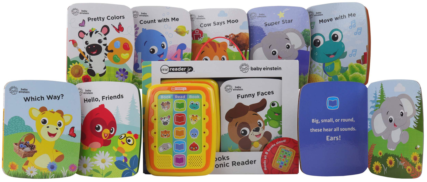 Baby Einstein Electronic Me Reader Jr and 8 Look and Find Sound Book Library