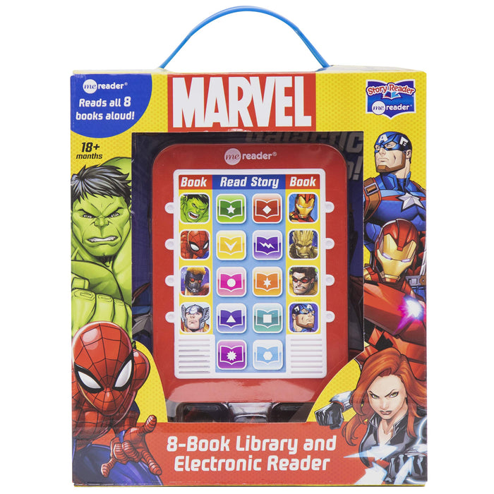 Marvel Super Heroes Spider-man, Avengers, Guardians, and More!  Electronic Me Reader Jr and 8 Look and Find Sound Book Library