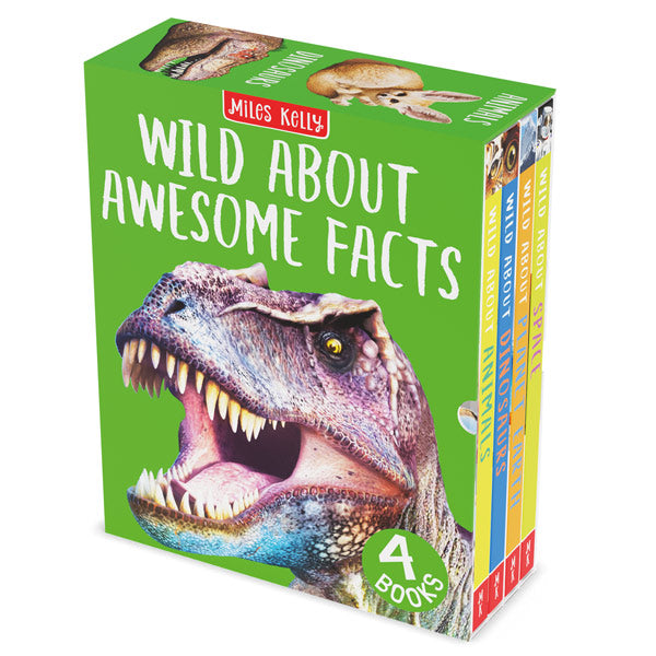 Wild About Awesome Facts Slipcase: Animals, Dinosaurs, Planet Earth and Space - 4 Book Set By Miles Kelly