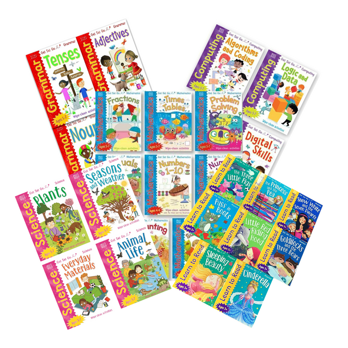 Home Learning Wipe Clean Bumper Collection Age 4+  Maths, Science, Grammar, Computing & Reading