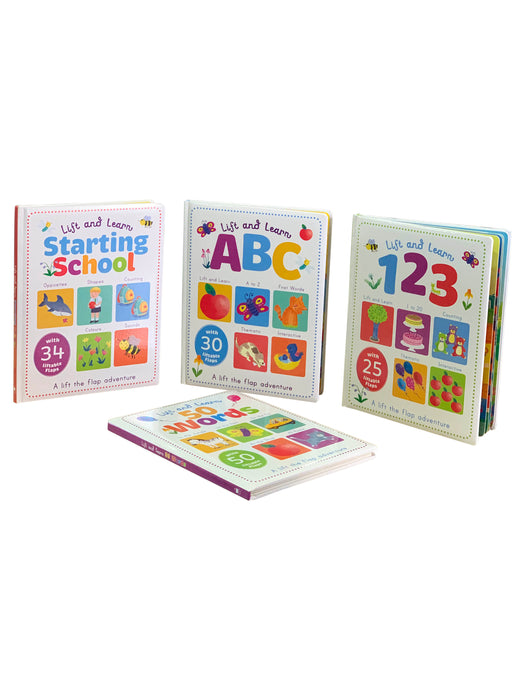 Early Learning Lift and Learn 123, ABC, Starting School & 50 Words 4 Book Collection Set