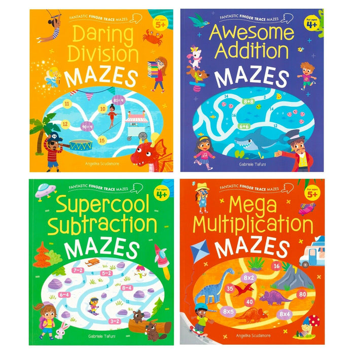 Home Learning Age 4+ KS1 Fantastic Finger Trace Mazes 4 Book Collection