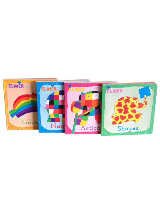 Learn with Elmer 4 Board Book Collection Set By David McKee