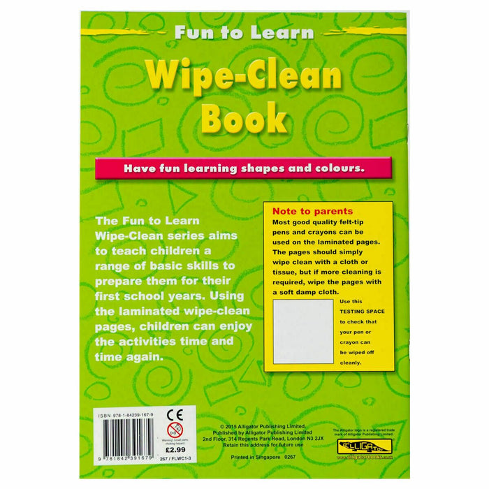 EYFS Fun To Learn Wipe Clean Shapes & Colours - Kids Educational Activity Book - Books4us