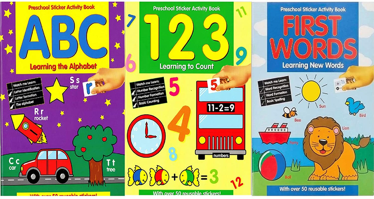 EYFS Sticker Activity 3 Book Set for Pre-School Early Learning Home Education