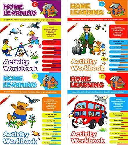 Set of 4 Home Learning Pre-School Activity Workbooks Maths Literacy Handwriting