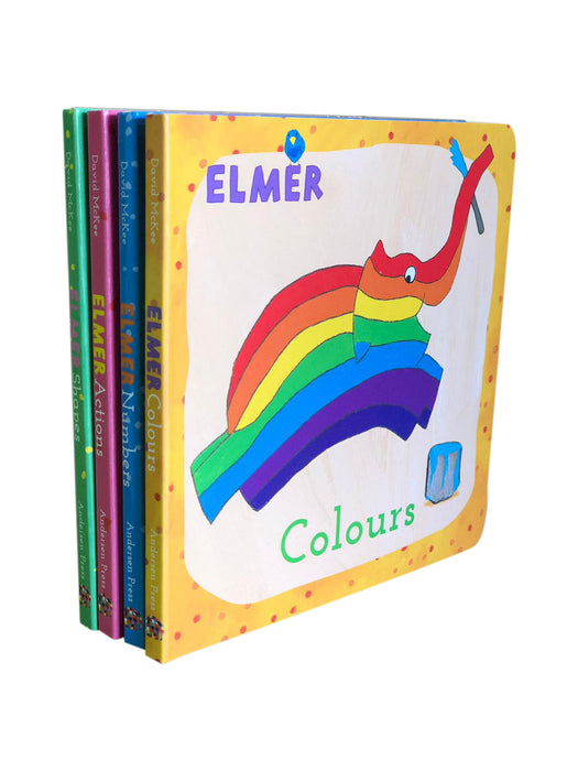 Learn with Elmer 4 Board Book Collection Set By David McKee
