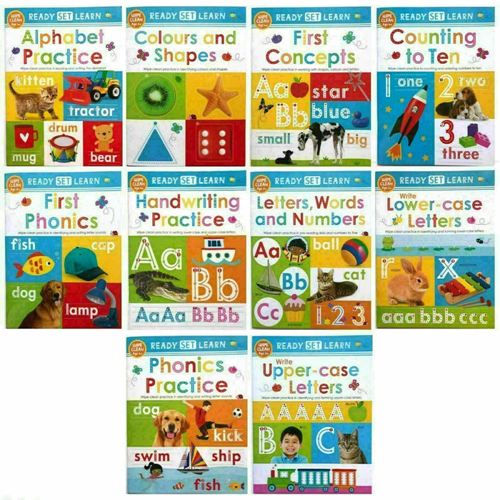 Pre-School / Reception Ready Set Learn - wipe clean 10 books set - Books4us