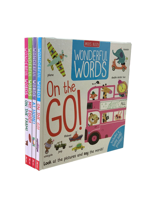 Early Learning EYFS Wonderful Words Hardback Books Set; On the go, Home, Farm and Food